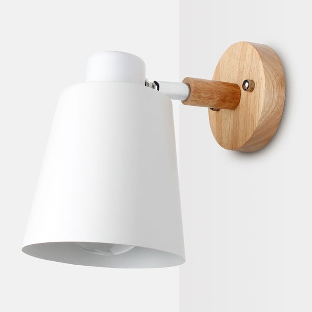 wooden wall lights bedside wall lamp wall sconce modern wall light for bedroom Nordic macaroon 6 color steering head E27 85-285V